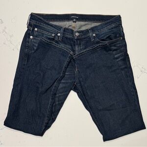 J.Crew 484 Slim Jeans Dark Wash W33 L29 • Hemmed • Stretch Denim